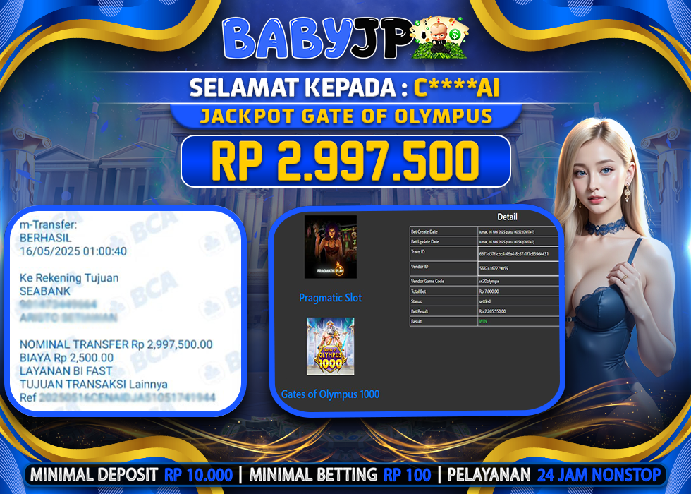 C****AI JACKPOT GATES OF OLYMPUS X1000,-LUNAS